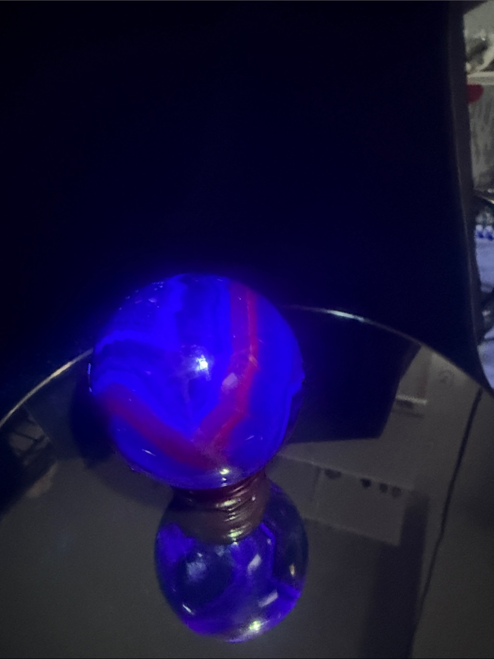 #65 Extremely UV Reactive Black Rose Fluorite Sphere — 390g | 52mm | China